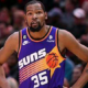 A SETBACKA: Kevin Durant, the Phoenix Suns power forward, will miss the Suns' game against the Los Angeles Lakers on October 7.